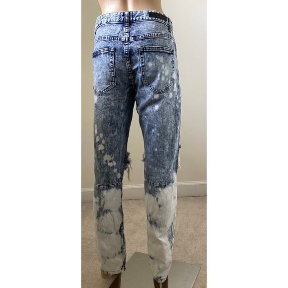 CJ Black slim flex zip cuff distress jeans acid-wash style size 32/32 - Picture 2 of 7